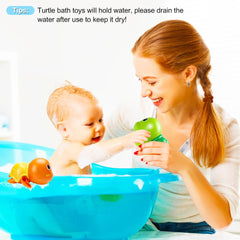 TOHIBEE turtle bath toy in tub, fosters fine motor skills through winding and handling.
