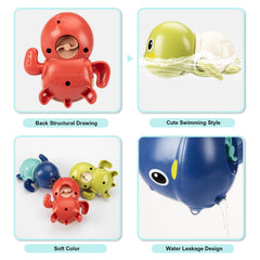 TOHIBEE turtle bath toy action shot showing clockwork swimming