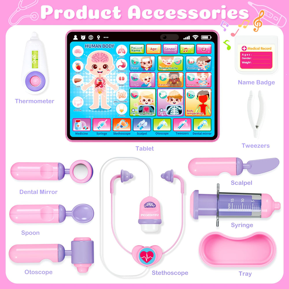 Toidgy Doctor Kit tray and tweezers keep accessories tidy during play.