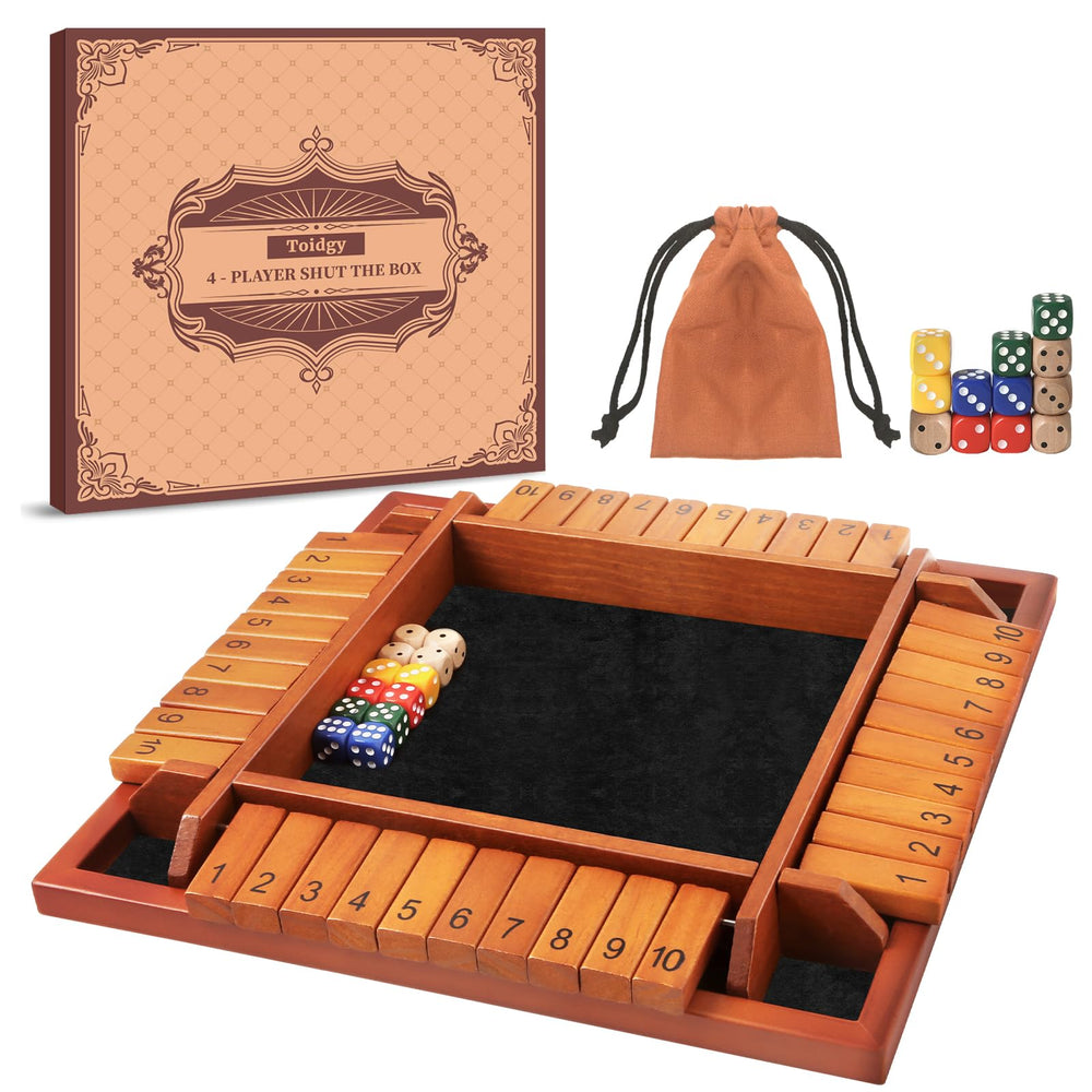 Toidgy four-player Shut The Box dice game, ready for group play.