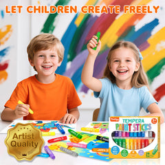 Toidgy Tempera Paint Sticks dry fast for efficient color projects.