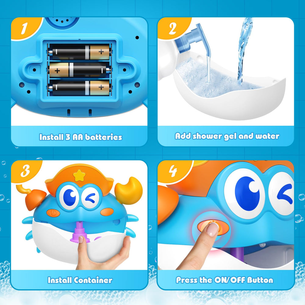 Toyjolka light controls let you dim or turn off lights for calmer baths.