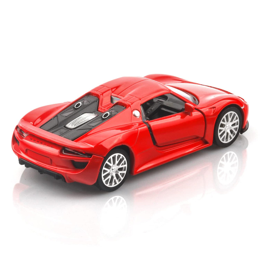 TOKAXI Porsche 918 Spyder die-cast with opening doors for realistic details.