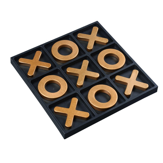 Tolevoit Tic Tac Toe resin on a black tray for elegant tabletop play.