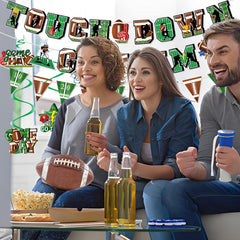 Tomario football swirl decorations provide quick, reusable party accents