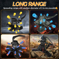 Tomatong grenade with nine foam ammo rounds for quick battles.