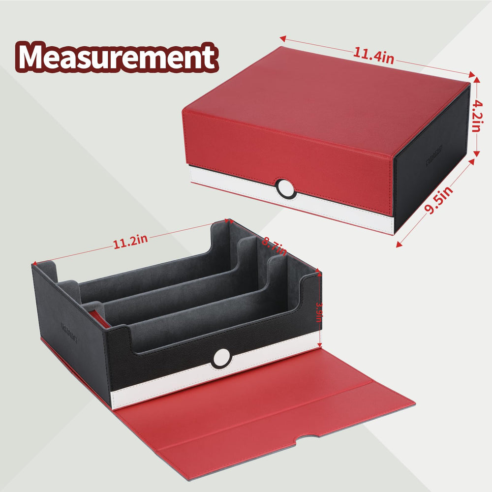 Tombert card storage box interior with acid-free microfiber lining for card protection.