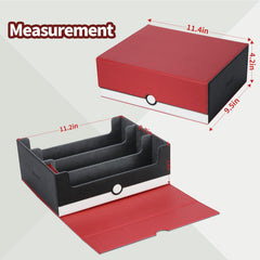 Tombert card storage box interior with acid-free microfiber lining for card protection.