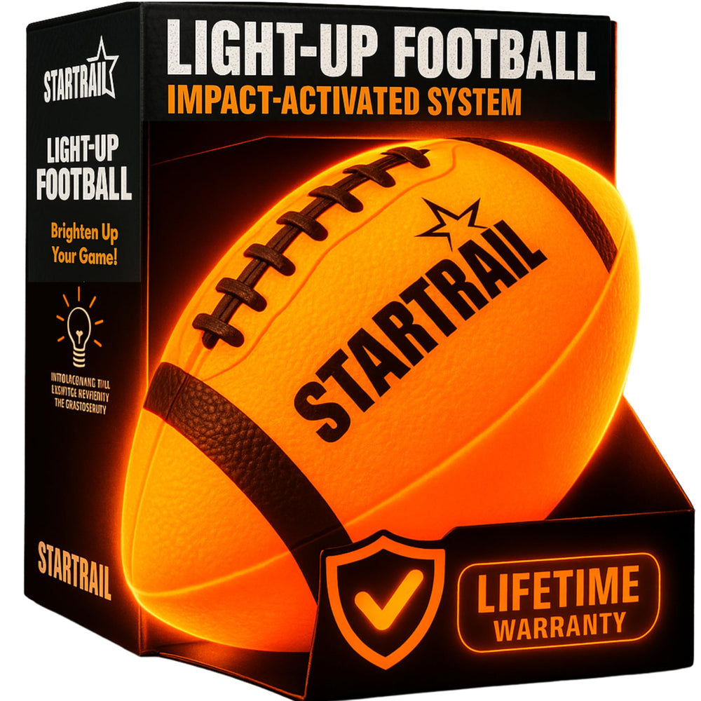 TOMLEON Glow in the Dark Football front view with LED for night play