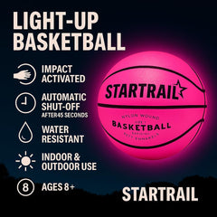 TOMLEON light-up basketball with LED glow for visibility on night courts.
