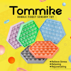 TommiKe Hexagon Push Pop burnt coral angle view for tactile play