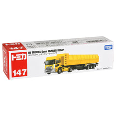 TOMY Tomica Long Type 147 UD Quon trailer dump side profile shows authentic truck lines