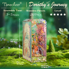 Tonecheer Dorothy's Journey LED-lit scene brightens display on a shelf.