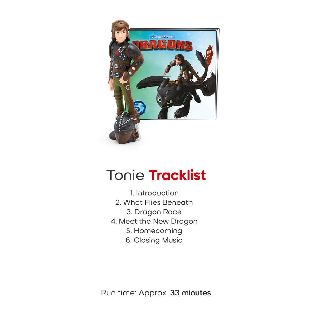 Tonies Hiccup packaging close-up highlighting four included stories.