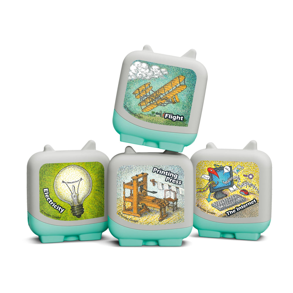 Tonies Inventions 4 Pack box front invites curiosity and discovery for kids.