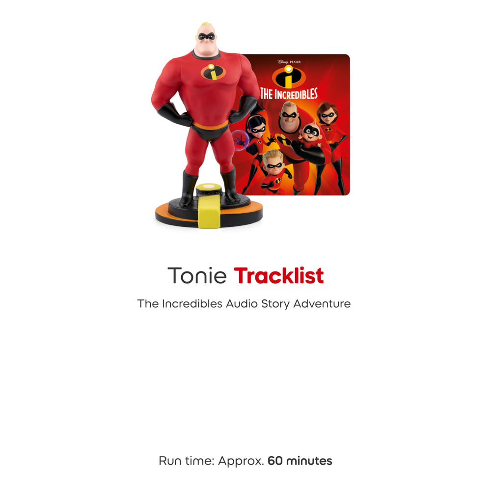 Child listens to a sixty-minute adventure with Mr. Incredible.