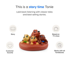 Tonies Pretzel and The Puppies on a colorful play surface with Toniebox.