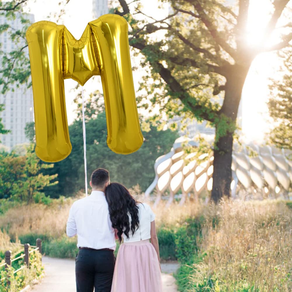 TONIFUL 40-inch gold letter M balloon decor for birthdays.