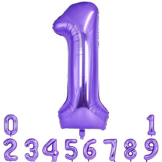 TONIFUL 40-inch purple number balloon 0 for milestone birthday photos.