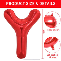 TONIFUL 40 inch red letter balloon inflation showing foil finish