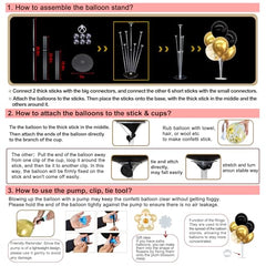 TONIFUL balloon stand dimensions show height and base for stability