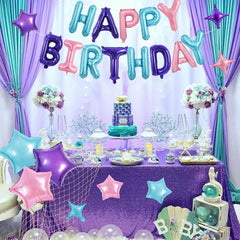 TONIFUL blue purple pink birthday balloons in vibrant color theme for celebrations