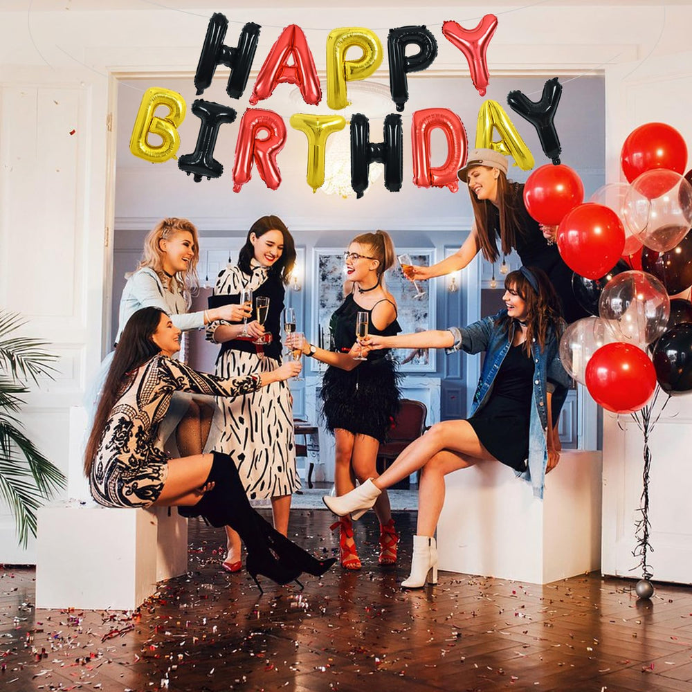 TONIFUL Black red gold color scheme adds bold party vibe.