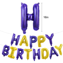 TONIFUL 16-inch foil balloons featuring Happy Birthday in purple and gold for party photos.