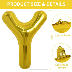 TONIFUL foil gold Y balloon adds a striking photo prop to parties.