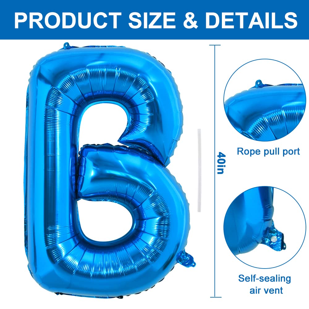 TONIFUL giant alphabet balloon blue serves as striking centerpiece at celebrations.