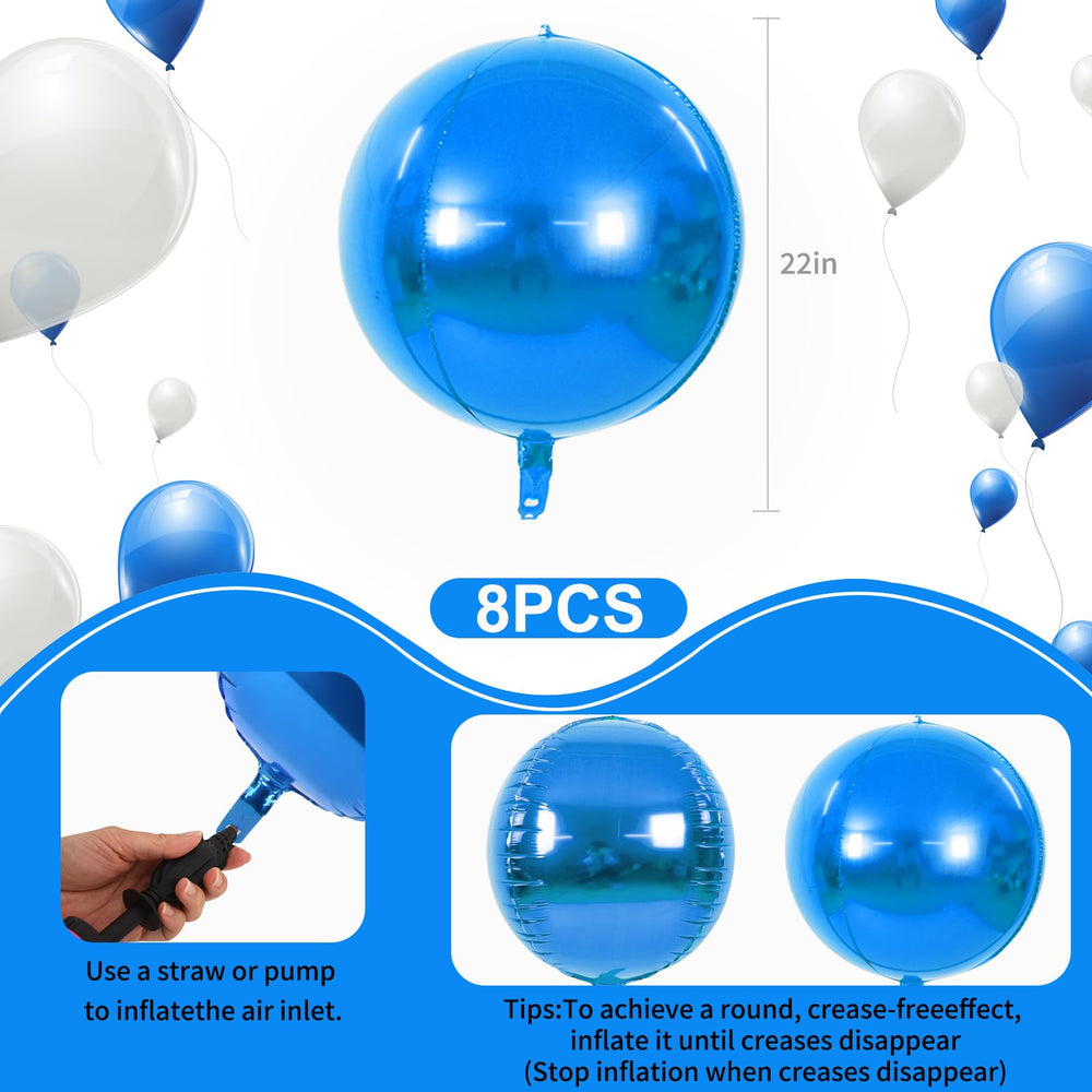 TONIFUL giant round blue foil balloon 22-inch for eye-catching centerpieces and photo ops