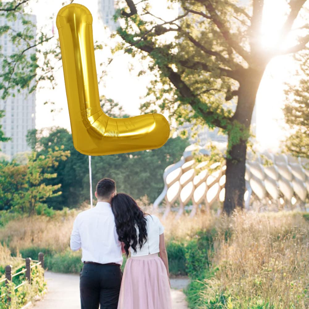 TONIFUL gold letter L decor balloon, 40 inches, ideal for celebrations.