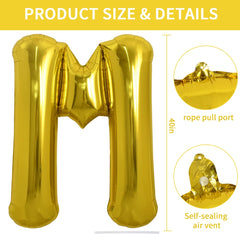 TONIFUL gold foil M balloon close-up shows shimmering finish.