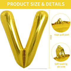 TONIFUL gold letter V balloon provides a striking fusion of shine and scale.