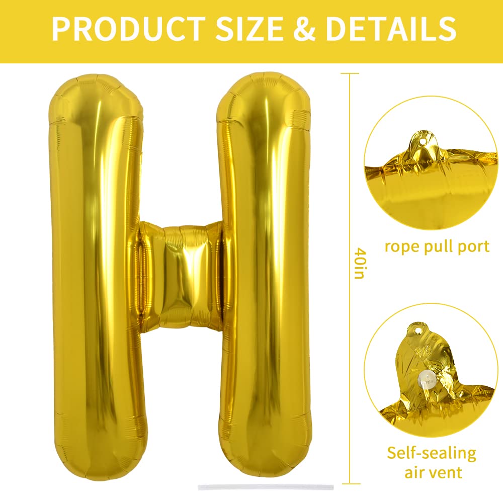 TONIFUL H balloon gold-foil full shot showcasing bold birthday centerpiece