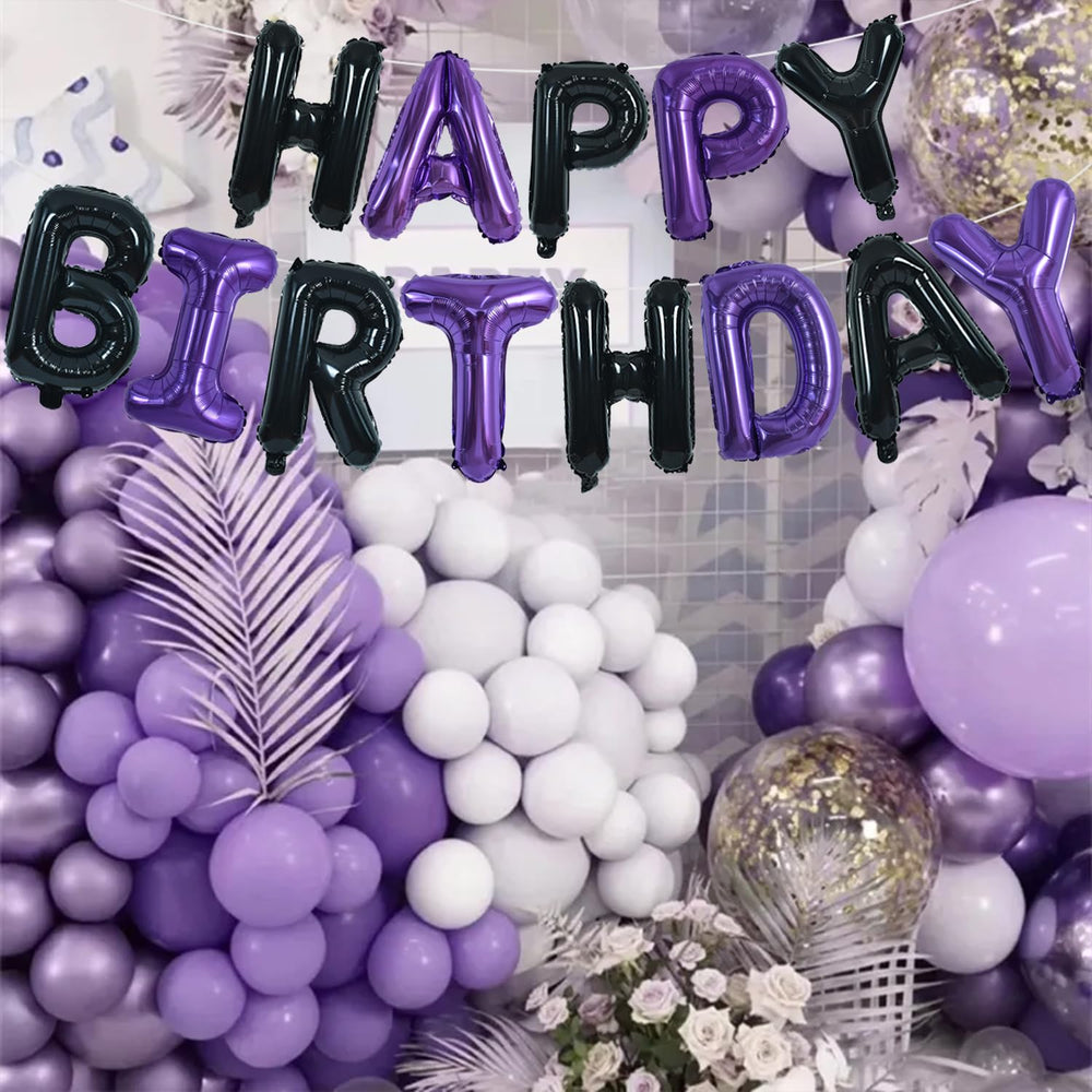TONIFUL Halloween and birthday decor in black and purple theme