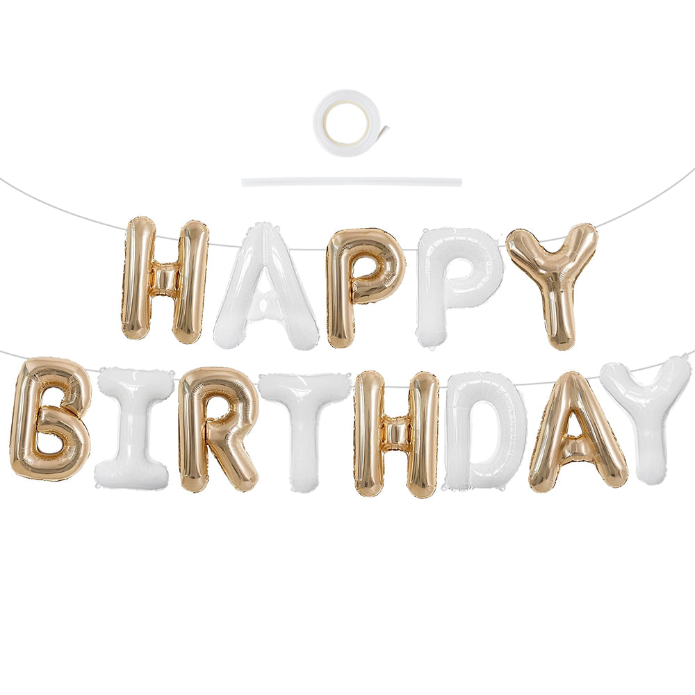 TONIFUL Happy Birthday foil letters banner on wall for stylish party decor and photo moments