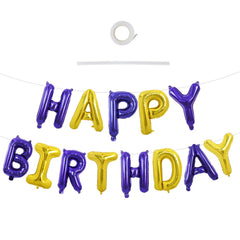 TONIFUL Happy Birthday letters banner in purple and gold for indoor celebrations.