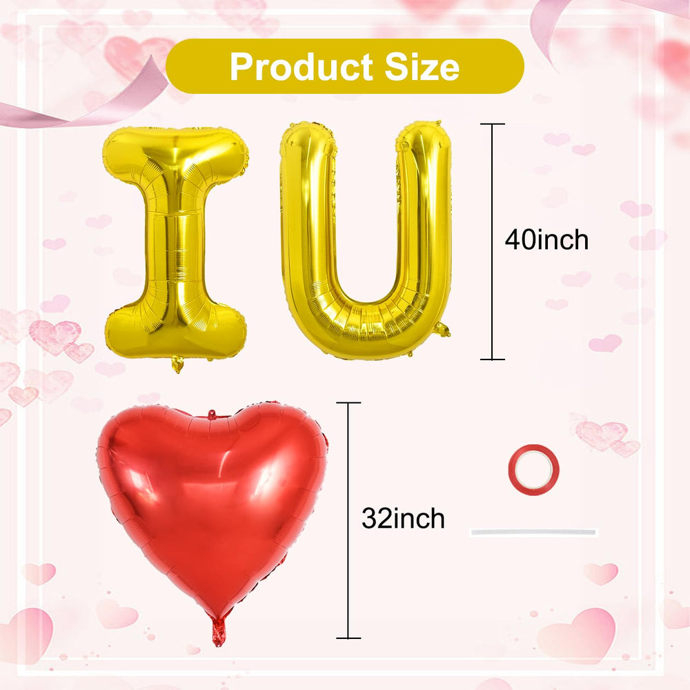 TONIFUL I love you letter U balloon in gold for dramatic Valentine statement