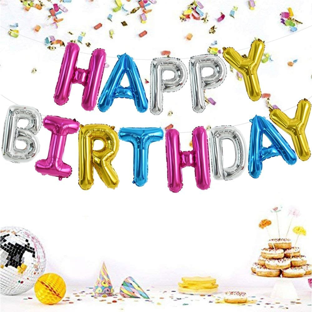 TONIFUL party decor: Happy Birthday foil banner enhances kitchen, living room
