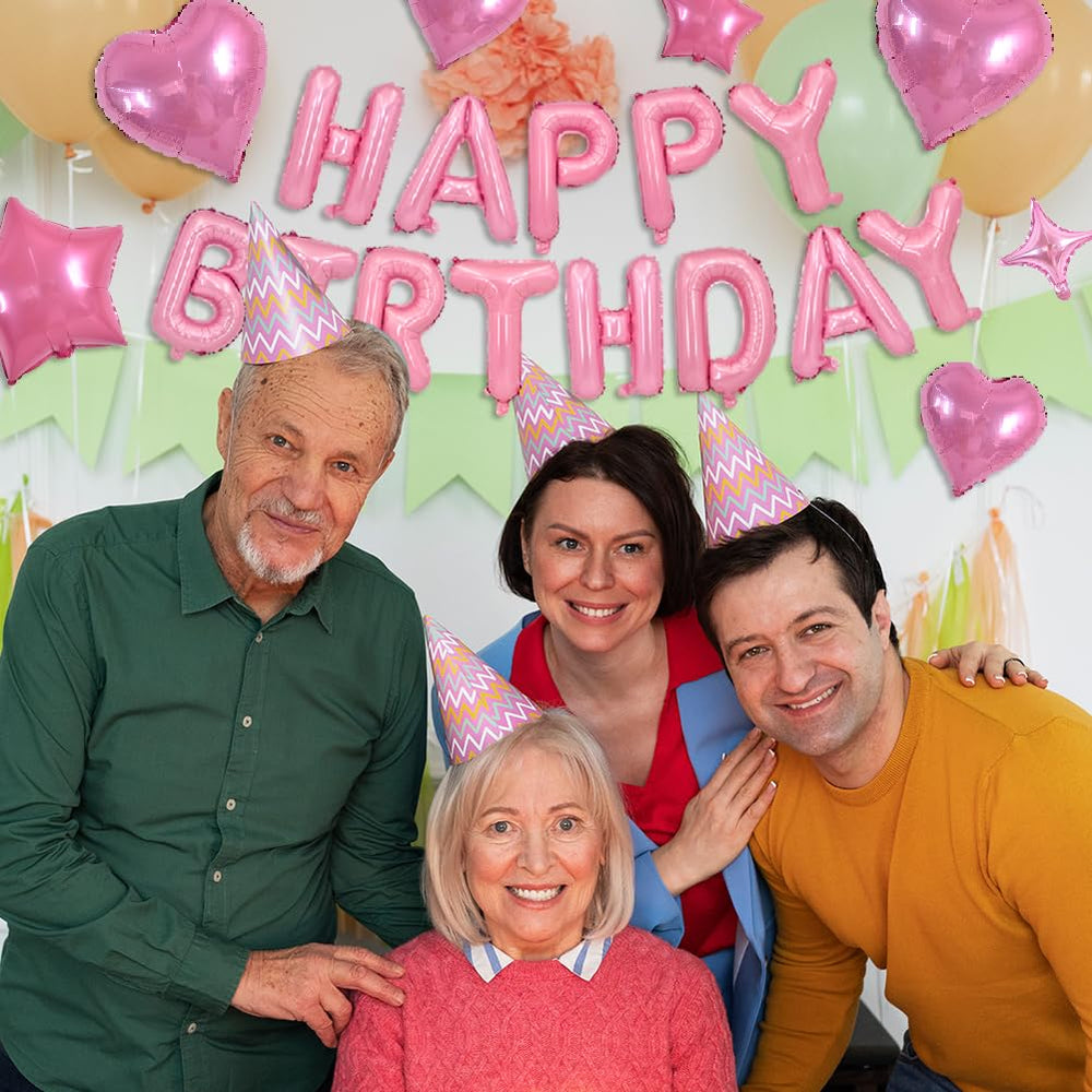 TONIFUL pink birthday backdrop idea for photos and cake table