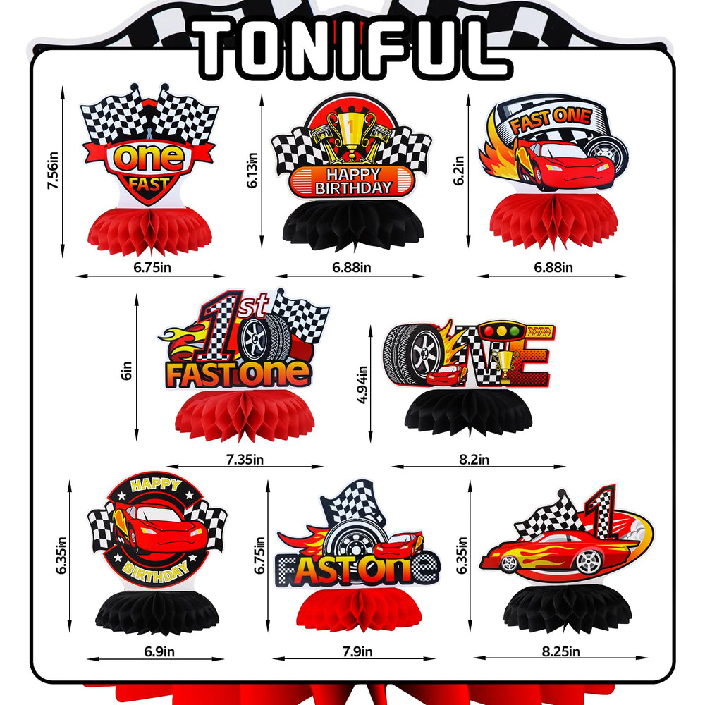 TONIFUL race car topper with honeycomb base creates quick, vibrant decor.