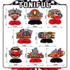 TONIFUL race car topper with honeycomb base creates quick, vibrant decor.