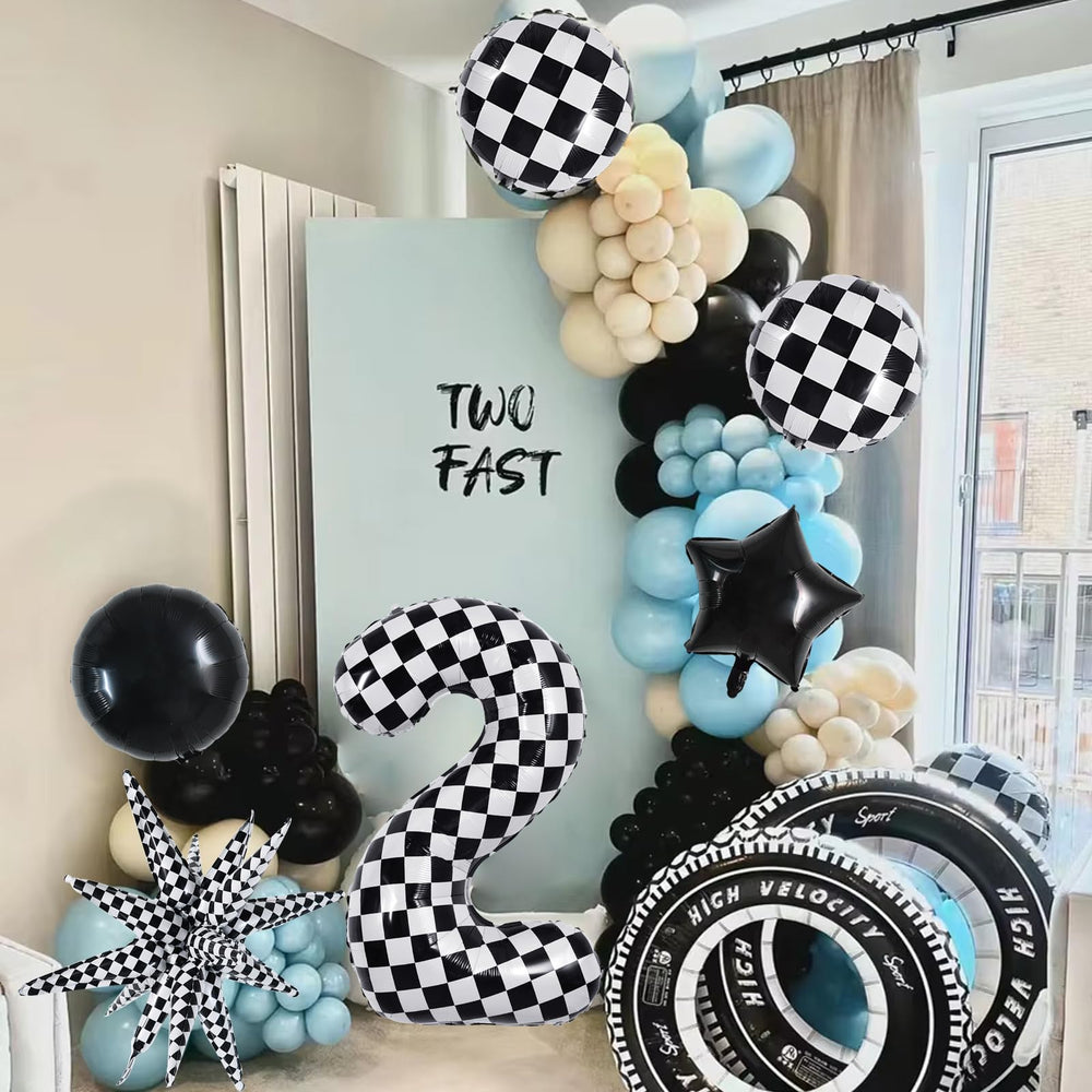TONIFUL racing car themed decor setup creates immersive party moments.