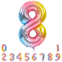 TONIFUL rainbow 40-inch number balloon for standout party photos and flexible numeric displays.