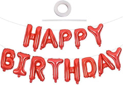 TONIFUL red foil balloons form a bold birthday banner.