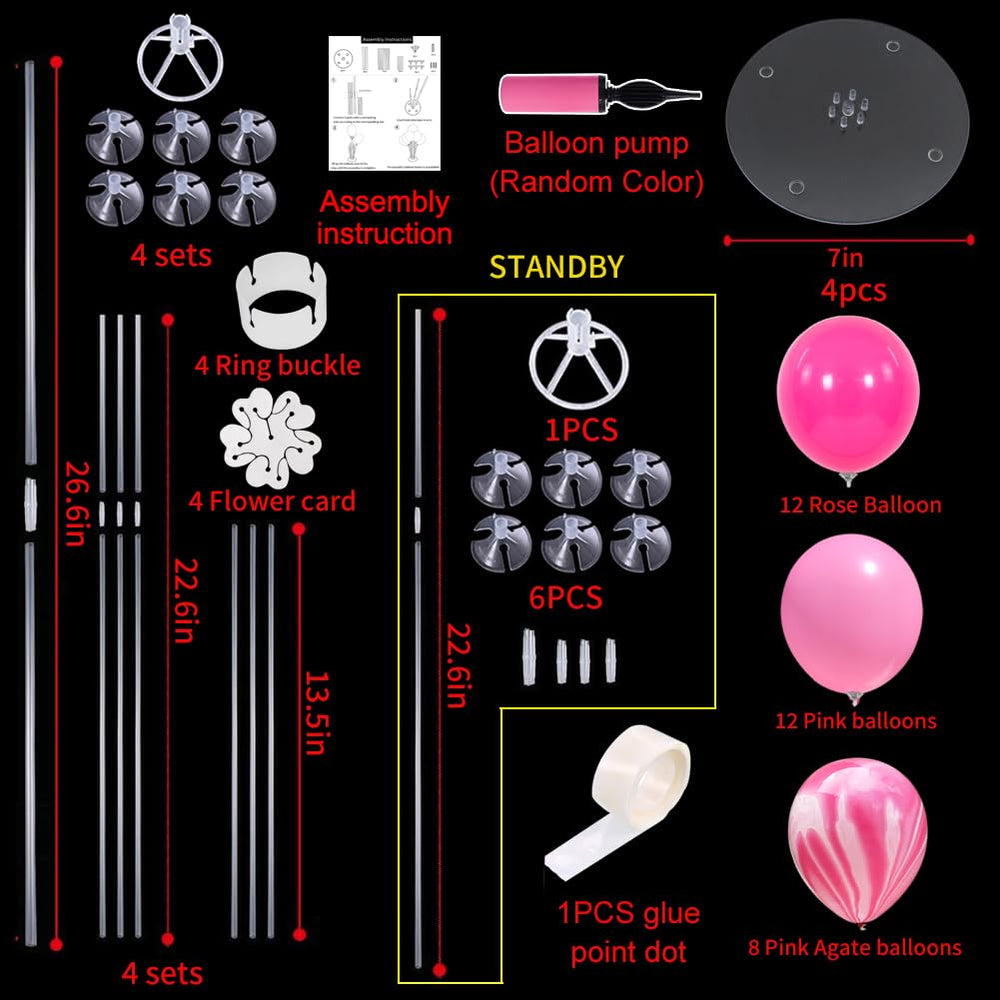 TONIFUL rose pink and pink agate balloons packed with 32 pieces for ready-made centerpieces