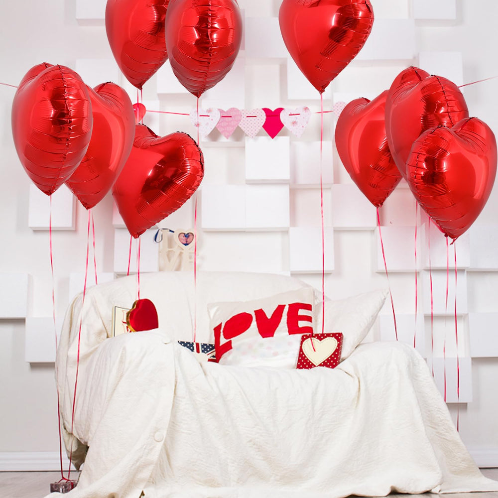 TONIFUL wedding proposal setup uses red heart balloons to create intimate, memorable ambiance.