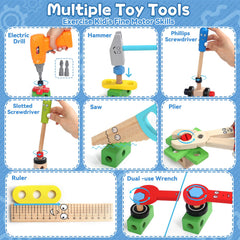 TONZE Kids Tool Set screws and nuts encourage hands-on tightening and loosening.