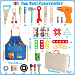 TONZE Kids Tool Set toolbox provides portable storage for organized cleanup.